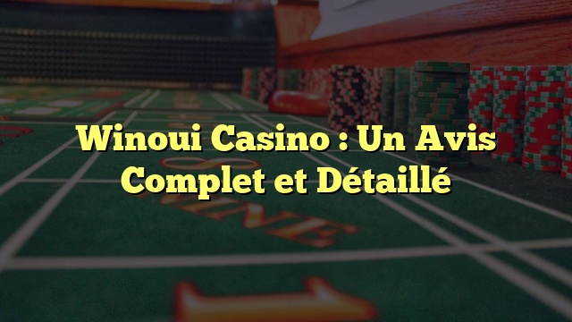 Winoui Casino : Un Avis Complet et Détaillé